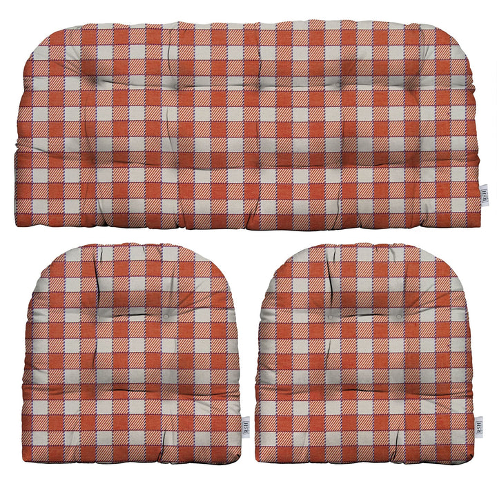 3 Piece Tufted Wicker Cushion Set, Sunbrella Patterns, 41" W x 19" D, 19" W x 19" D - RSH Decor