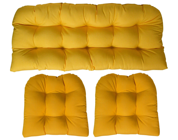 3 Piece Tufted Wicker Cushion Set, Sunbrella Solids, 41" W x 19" D, 19" W x 19" D - RSH Decor