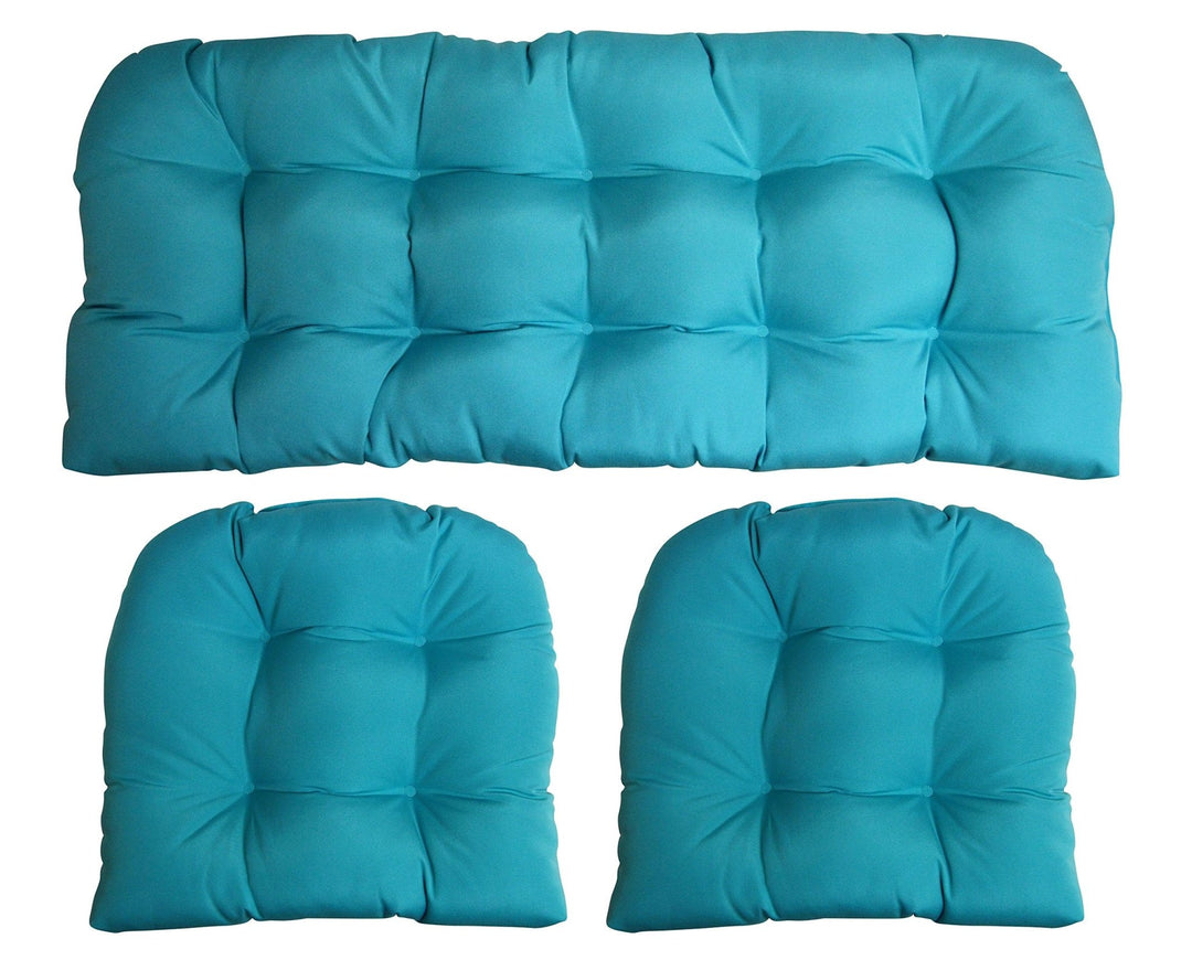 3 Piece Tufted Wicker Cushion Set, Sunbrella Solids, 41" W x 19" D, 19" W x 19" D - RSH Decor