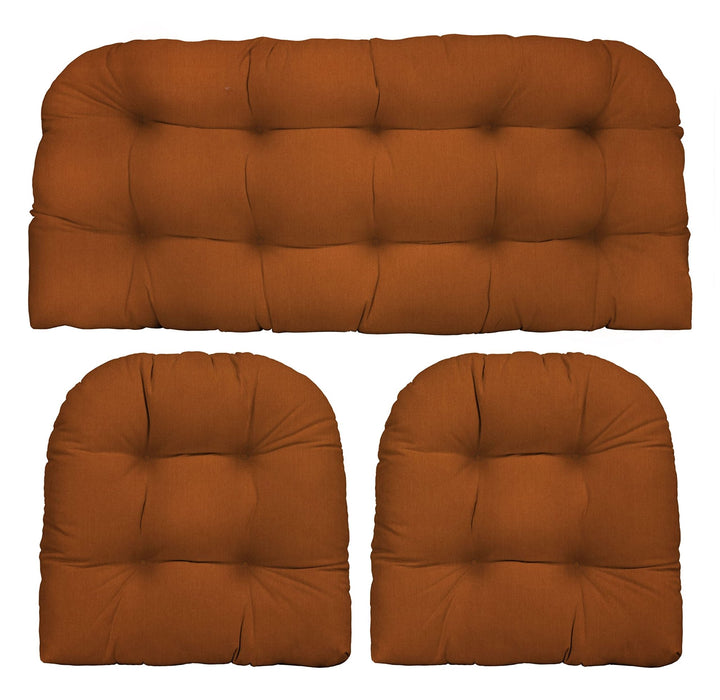 3 Piece Tufted Wicker Cushion Set, Sunbrella Solids, 44" W x 22" D, 22" W x 22" D - RSH Decor