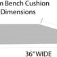 Foam Bench Cushion with Ties, 36" x 14" x 3", Solid Colors