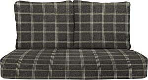 Deep Seating Loveseat Cushion Set, Plaids & Stripes, Size 46”x 26” x 5” Seat, 25"x21" Back Pillows