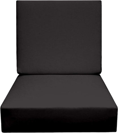 Deep Seating Foam Back Chair Cushion Set, 25" x 25" x 5" Seat and 25" x 21" x 3" Back, Solid Colors