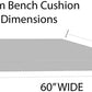 Foam Bench Cushion with Ties, 60" x 18" x 3", Solids
