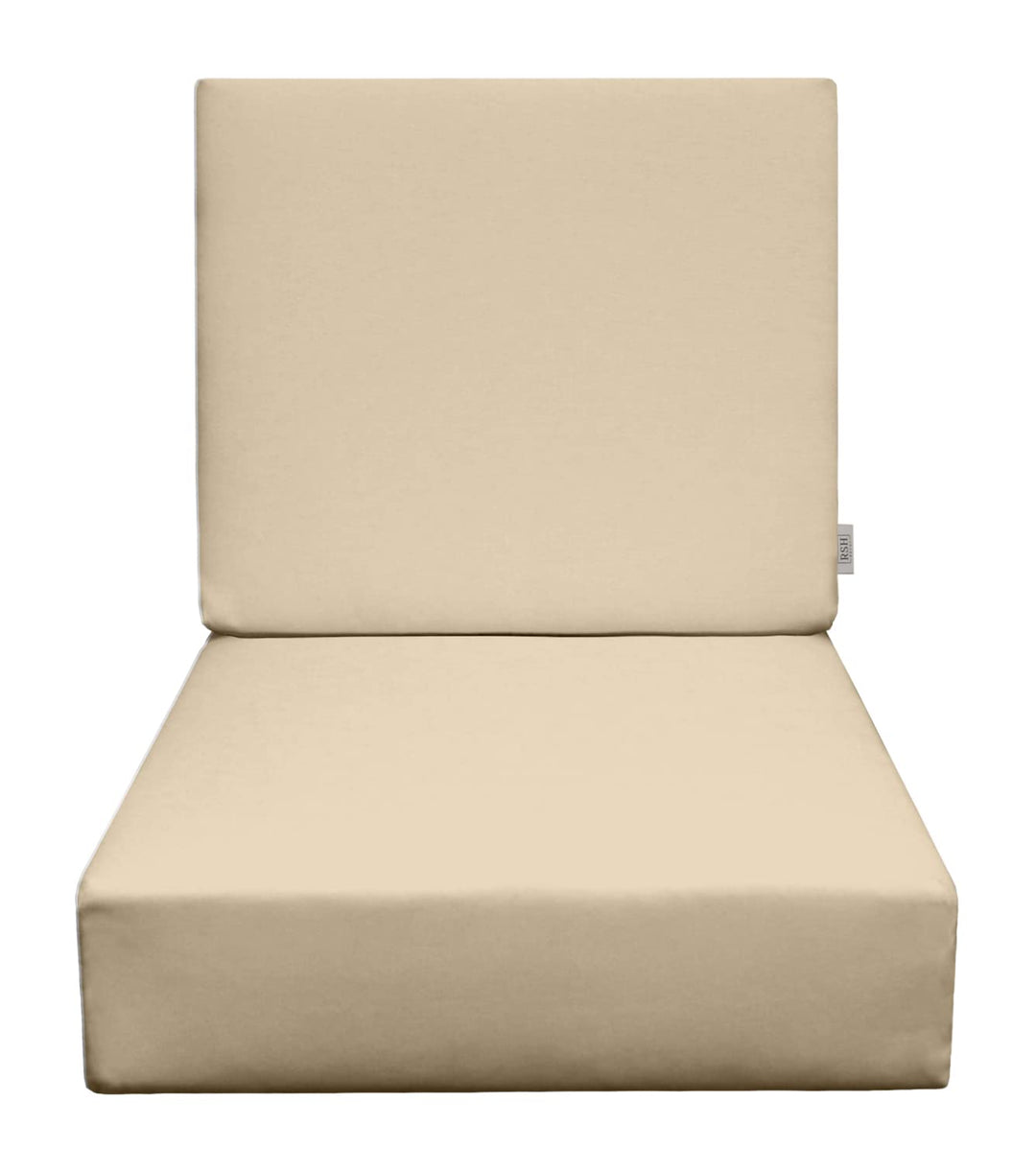 Deep Seating Foam Back Chair Cushion Set, 23" x 24" x 5" Seat and 23" x 19" x 3" Back, Sunbrella Solids - RSH Decor