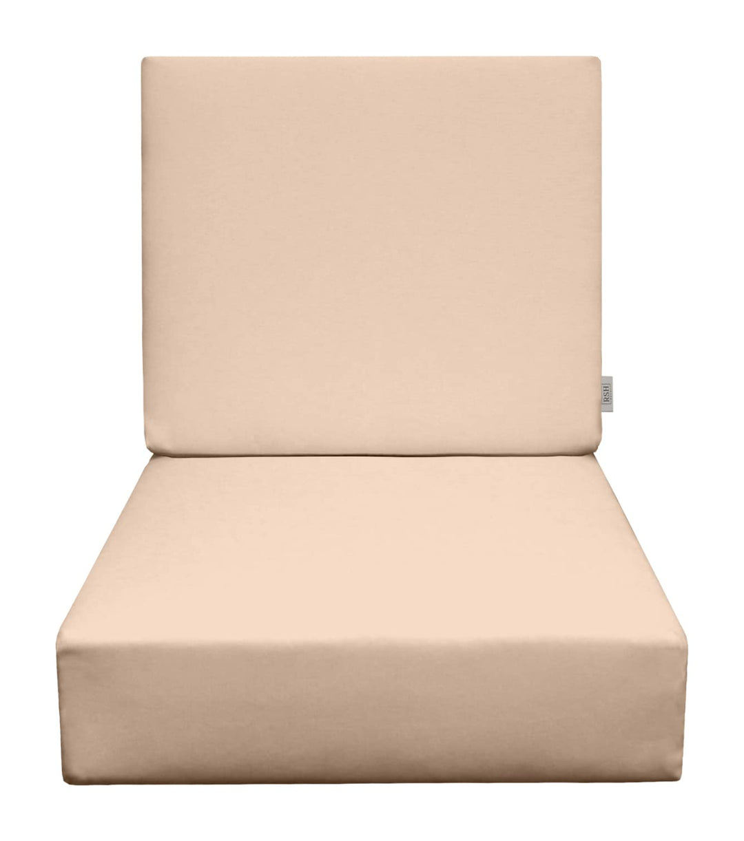 Deep Seating Foam Back Chair Cushion Set, 24" x 24" x 5" Seat and 24" x 21" x 3" Back, Sunbrella Solids - RSH Decor