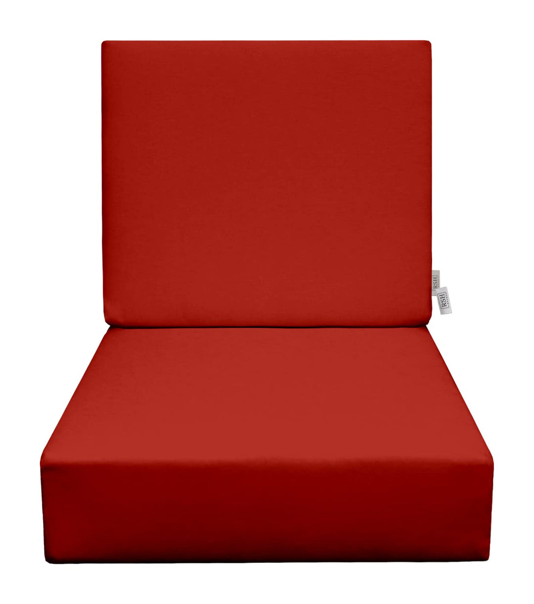 Deep Seating Foam Back Chair Cushion Set, 24" x 24" x 5" Seat and 24" x 21" x 3" Back, Sunbrella Solids - RSH Decor