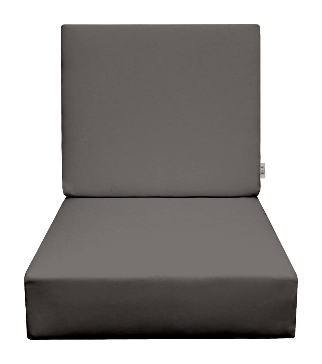 Deep Seating Foam Back Chair Cushion Set, 24" x 27" x 5" Seat and 24" x 21" x 3" Back, Sunbrella Solids - RSH Decor