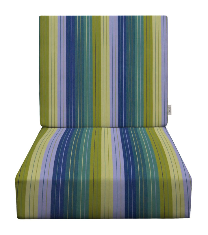 Deep Seating Foam Back Chair Cushion Set, 25" x 25" x 5" Seat and 25" x 21" x 3" Back, Sunbrella Pattern - RSH Decor