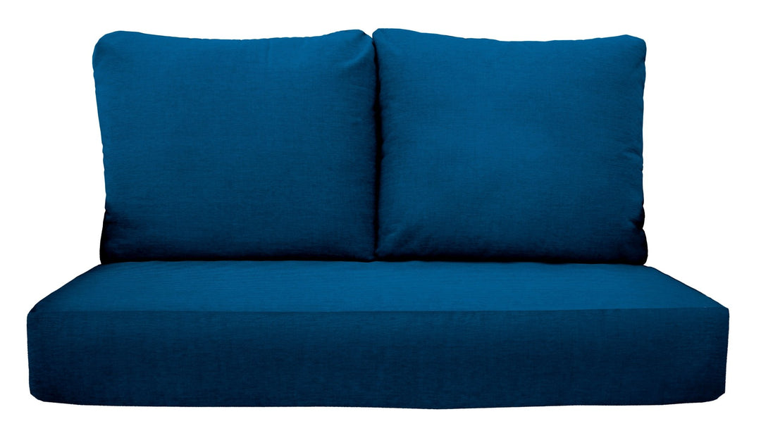 Deep Seating Loveseat Cushion Set, Sunbrella Solid Colors, Size 46"x26"x 5 Seat, 25"x21" Back Pillows - RSH Decor