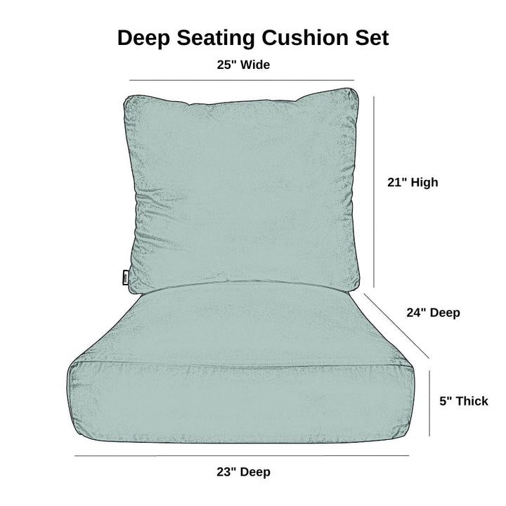 Deep Seating Pillow Back Chair Cushion Set, 23" x 24" x 5" Seat and 25" x 21" Back, Sunbrella Patterns - RSH Decor