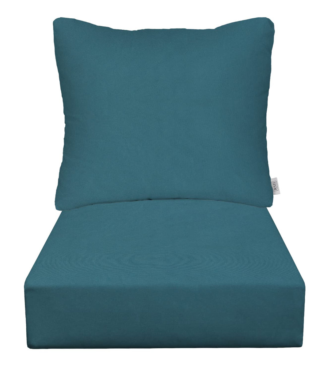 Deep Seating Pillow Back Chair Cushion Set, 23" x 24" x 5" Seat and 25" x 21" Back, Sunbrella Solids - RSH Decor