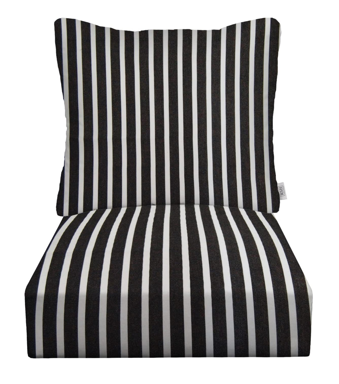 Deep Seating Pillow Back Chair Cushion Set, 24" x 27" x 5" Seat and 25" x 21" Back, Sunbrella Pattern - RSH Decor