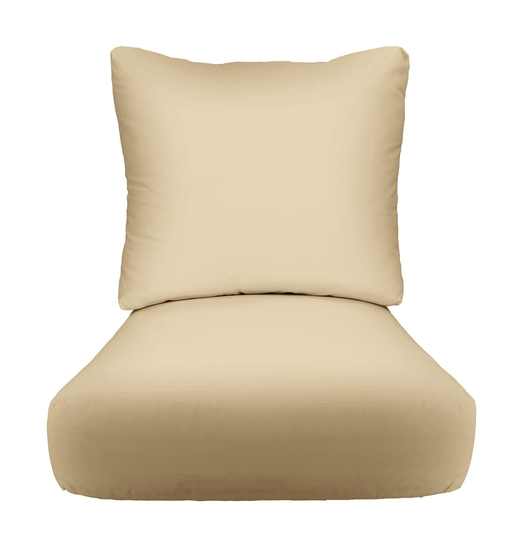 Deep Seating Pillow Back Chair Cushion Set, 24" x 27" x 5" Seat and 25" x 21" Back, Sunbrella Solids - RSH Decor