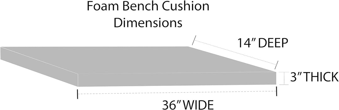 Foam Bench Cushion with Ties, 36" x 14" x 3", Sunbrella Essential Russet - RSH Decor