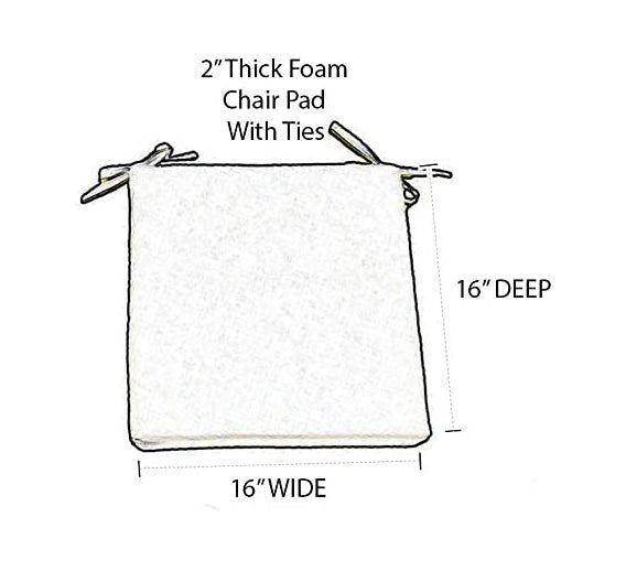 Foam Dining Chair Cushions Set of 2, 16" x 16" x 2", Sunbrella Solids - RSH Decor