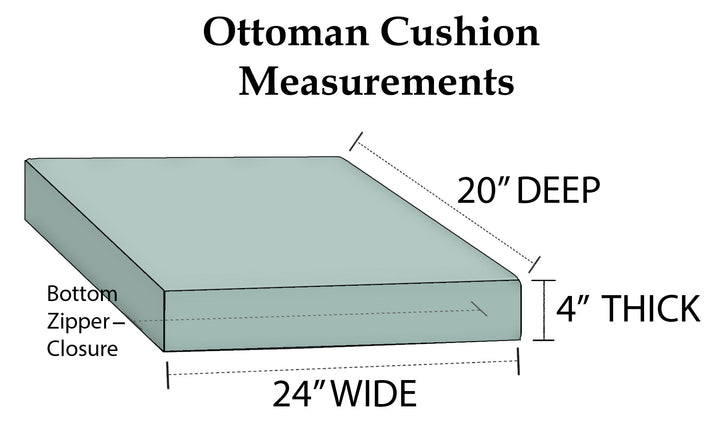 Foam Ottoman Replacement Cushion Only, 24" x 20" x 4", Sunbrella Patterns - RSH Decor