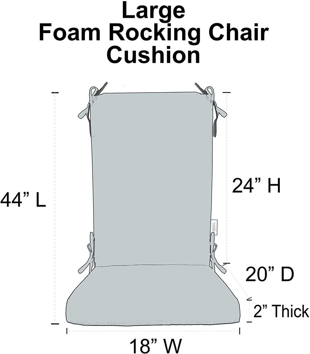 Foam Rocker Rocking Chair Cushions, Large, Sunbrella Solids - RSH Decor