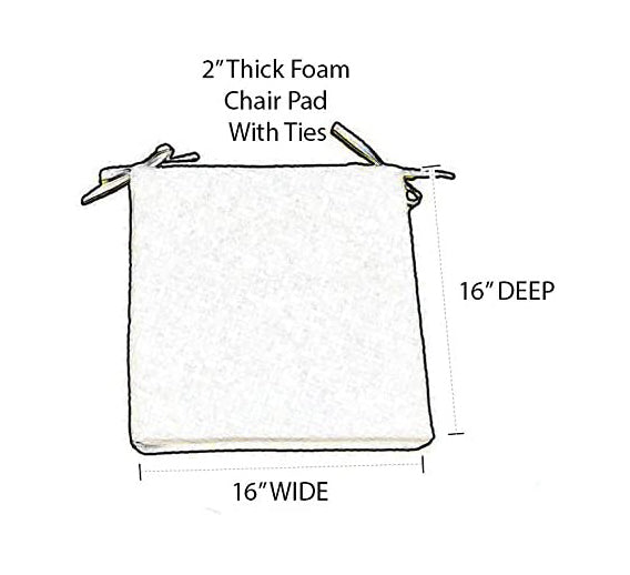 Foam Dining Chair Cushions Set of 2, 16" x 16" x 2", Sunbrella Patterns