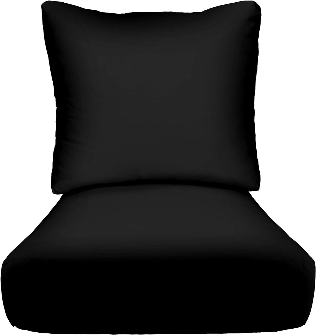 RSH Décor Indoor Outdoor Deep Seating Cushion Set, 24”x 27” x 5” Seat and 25” x 21” Back, Black - RSH Decor