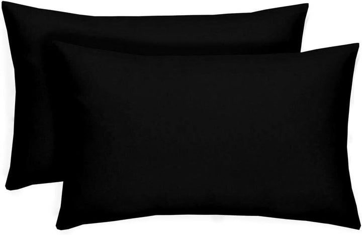 RSH Décor Indoor Outdoor Pillows, Set of 2 Lumbar, 20" x 12", Solid Black - RSH Decor
