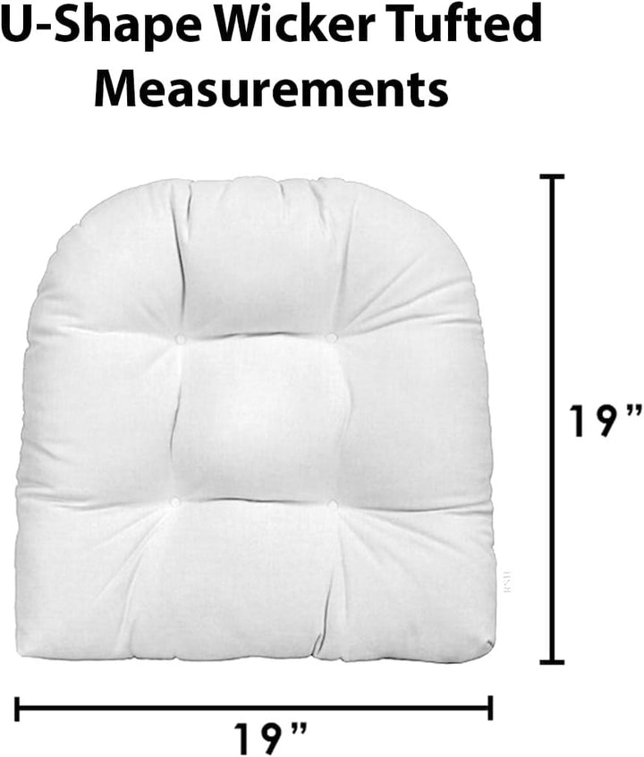 RSH Décor Indoor Outdoor Set of 2 U-Shape Wicker Tufted Seat Cushions 19" x 19", (Standard, Black) - RSH Decor