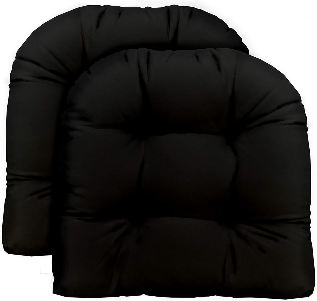 RSH Décor Indoor Outdoor Set of 2 U-Shape Wicker Tufted Seat Cushions 19" x 19", (Standard, Black) - RSH Decor