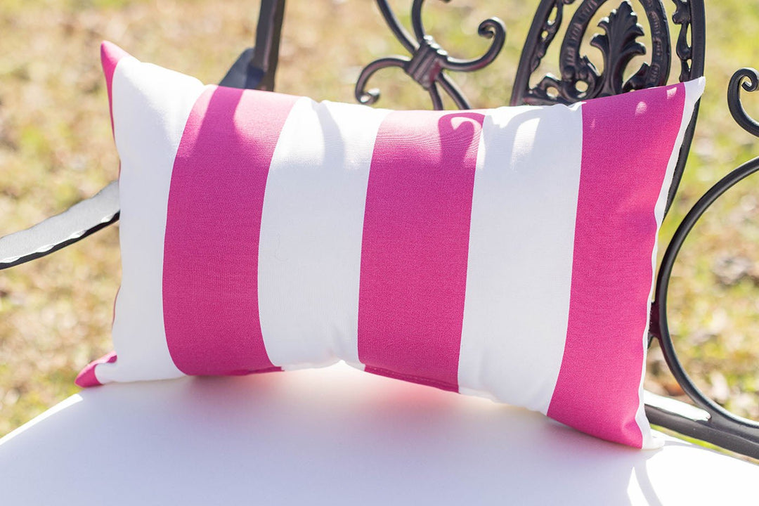 Set of 2 Lumbar Throw Pillows | Classic Vertical Pink Cabana - RSH Decor