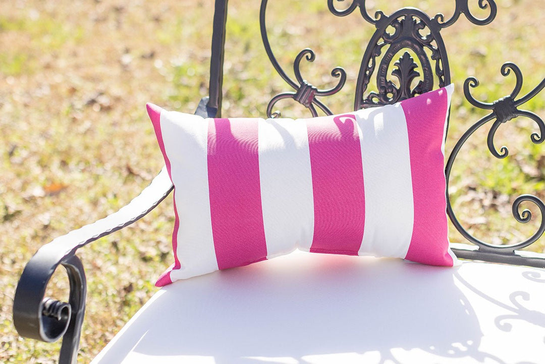 Set of 2 Lumbar Throw Pillows | Classic Vertical Pink Cabana - RSH Decor