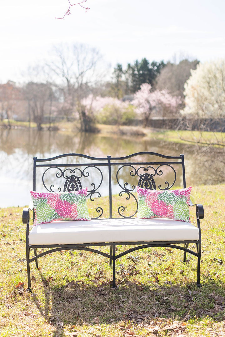 Set of 2 Lumbar Throw Pillows | Floral Blooms Harmony Pink Orange Green - RSH Decor
