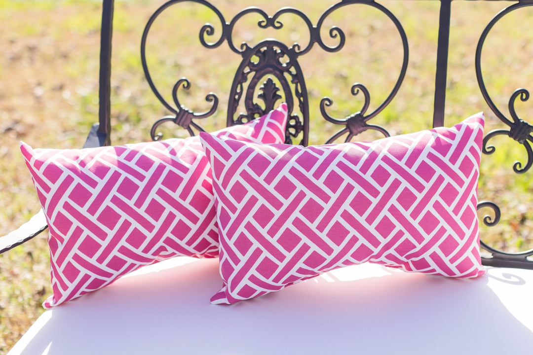 Set of 2 Lumbar Throw Pillows | Midnight Melody Pink Geometric - RSH Decor