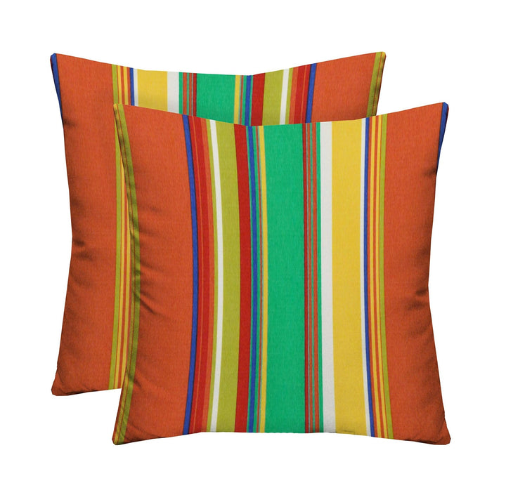 Set of 2 Pillows, 17" W x 17" H, Polyester Bright Colorful Stripe - RSH Decor
