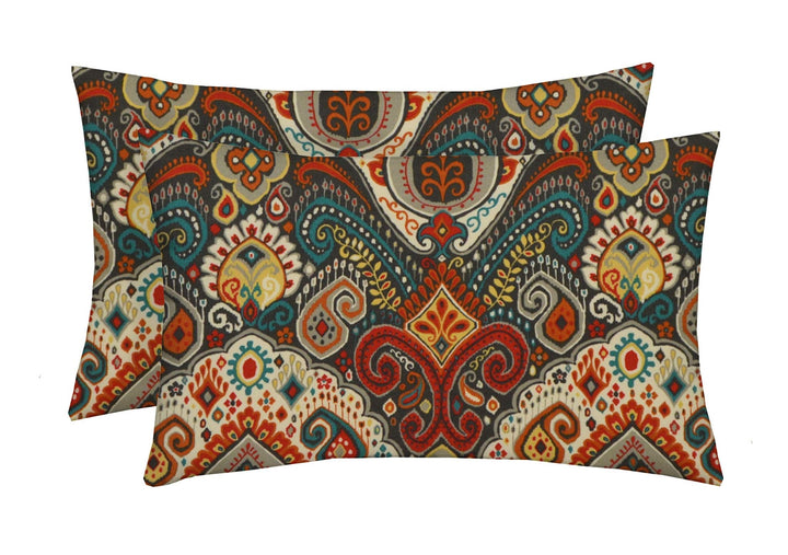 Set of 2 Pillows, 20" H x 12" W Lumbar, Bohemian Retro Paisley - RSH Decor