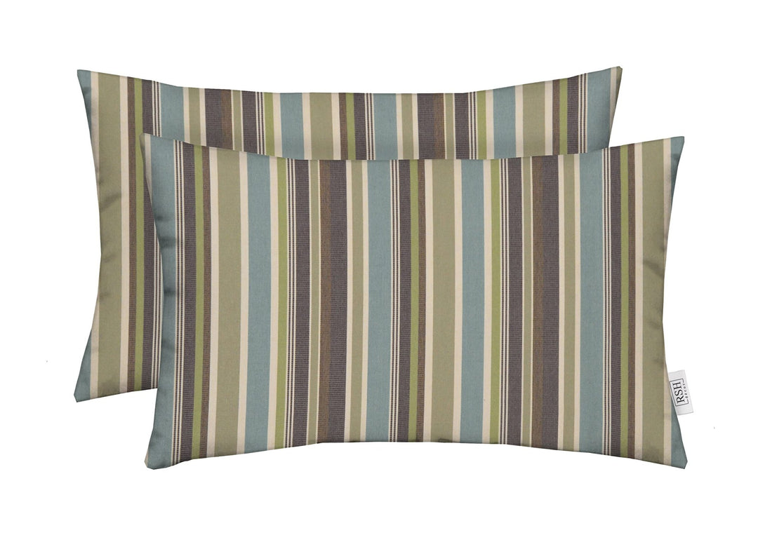 Set of 2 Pillows, Sunbrella Patterns, 20" W x 12" H, Lumbar - RSH Decor