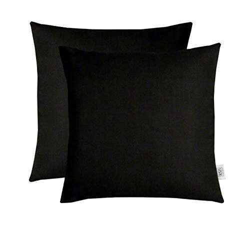 Set of 2 Pillows, Sunbrella Solids, 17" W x 17" H, Sunbrella Black - RSH Decor