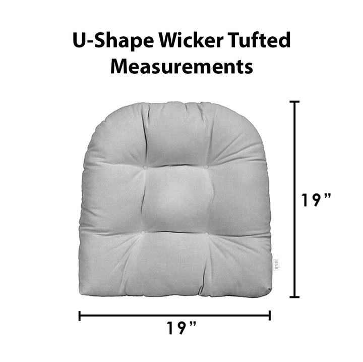 Set of 2 U-Shape Wicker Seat Cushions Set, Tufted, 19" x 19", Polyester Veranda Blue - RSH Decor