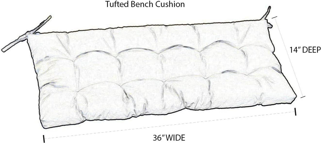 Tufted Bench Cushion with Ties, 36" x 14", Sunbrella Solids - RSH Decor