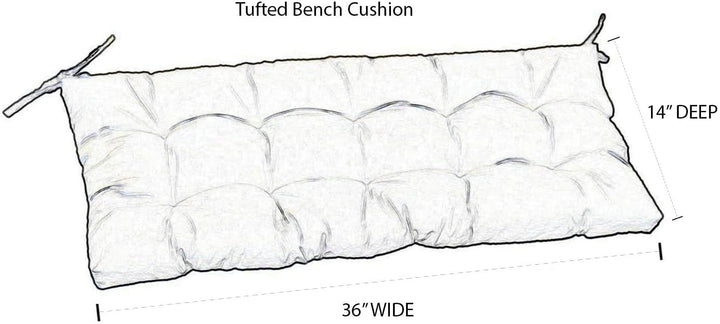 Tufted Bench Cushion with Ties, 36" x 14", Sunbrella Solids - RSH Decor