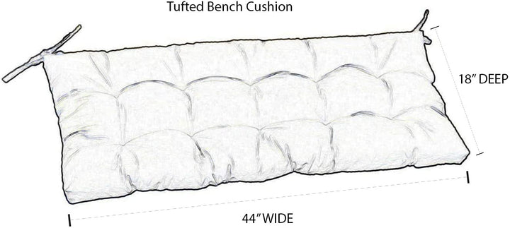 Tufted Bench Cushion with Ties, 44" x 18", Sunbrella Pattern - RSH Decor
