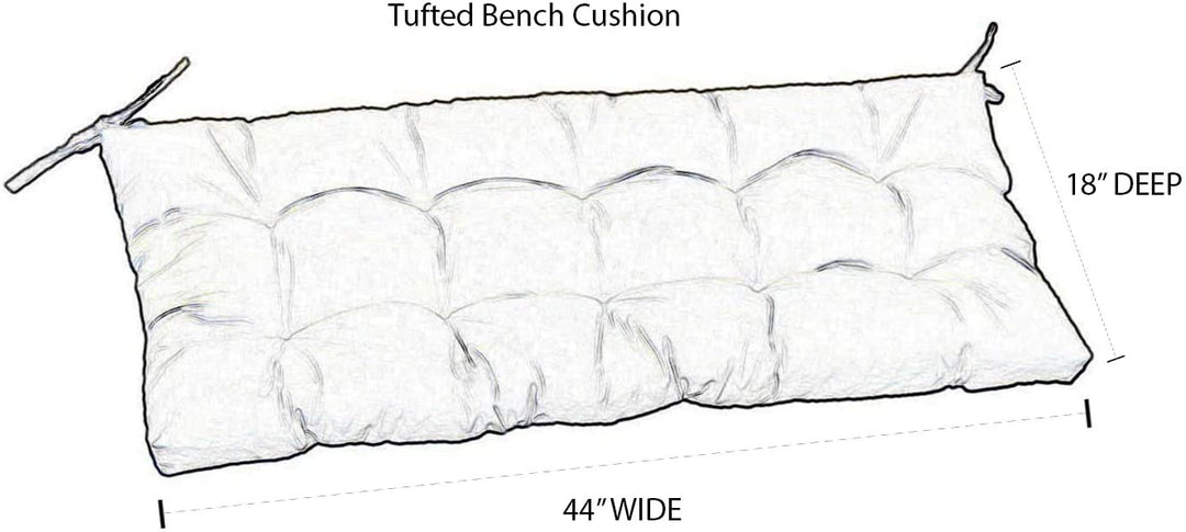Tufted Bench Cushion with Ties, 44" x 18", Sunbrella Solids - RSH Decor