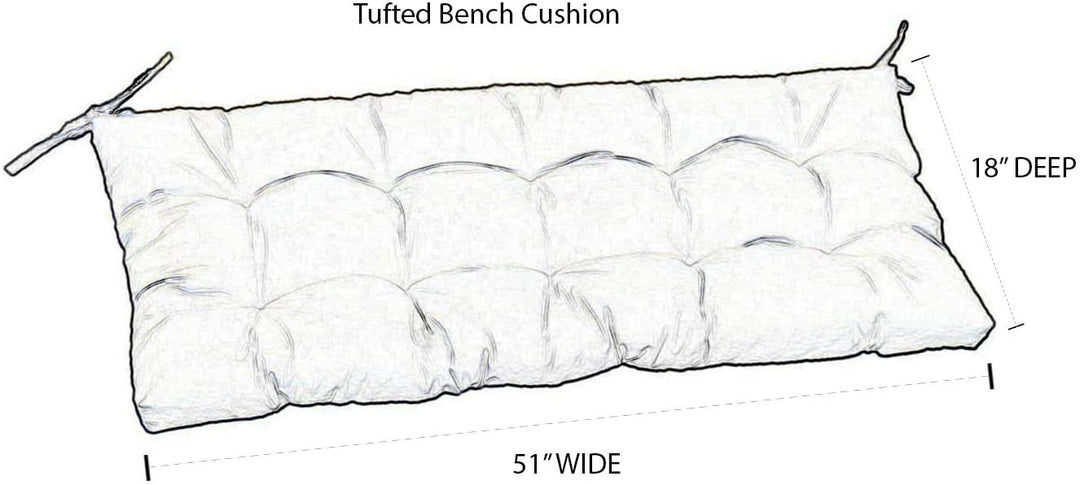 Tufted Bench Cushion with Ties, 51" x 18", Sunbrella Solids - RSH Decor